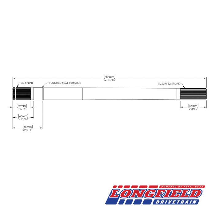 Longfield Suzuki Samurai Inner Axle Shafts 33 To 22 Spline