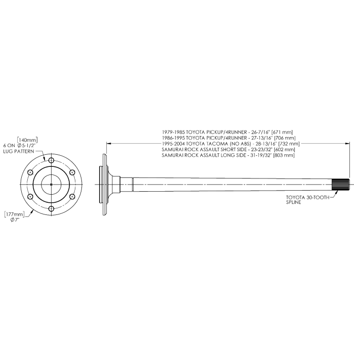 Longfield Chromoly Sami Length Rock Assault Rear Axle Shafts