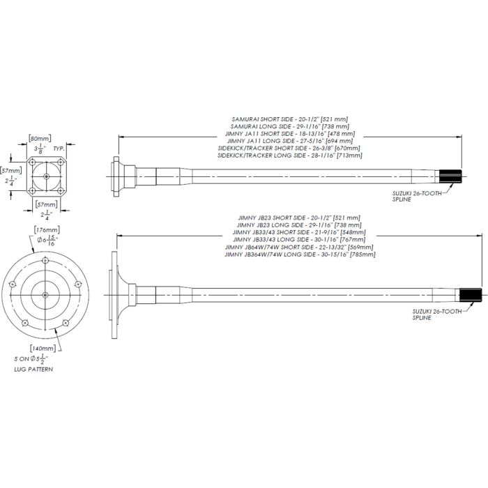 Longfield Chromoly Rear Axle Shaft Set for 2019-Current