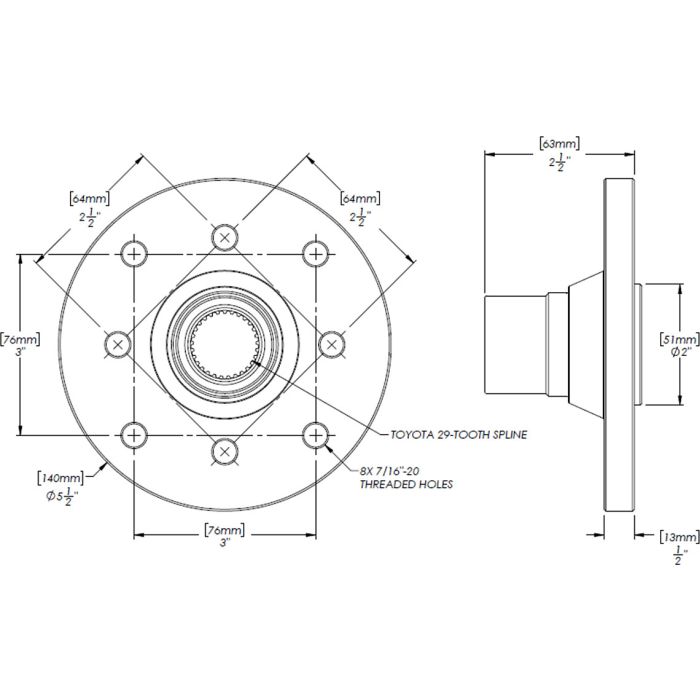 29-Spline 1310 | 1350 Drilled Differential Flange Kit