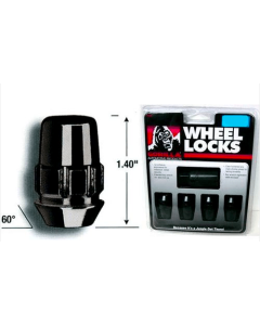 BLACK CHROME LUG LOCK SET, 14MM X 1.5 (4 LOCKS) (71641NBC)