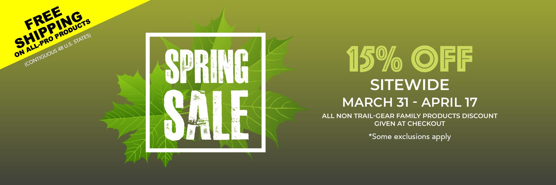 TRAIL-GEAR Spring is in the Air Sale - 15% off