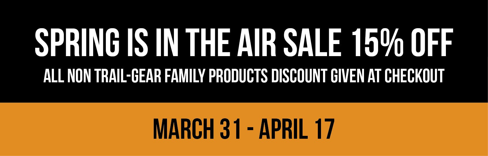 Trail-Gear Spring is in the Air Sale - 15% off